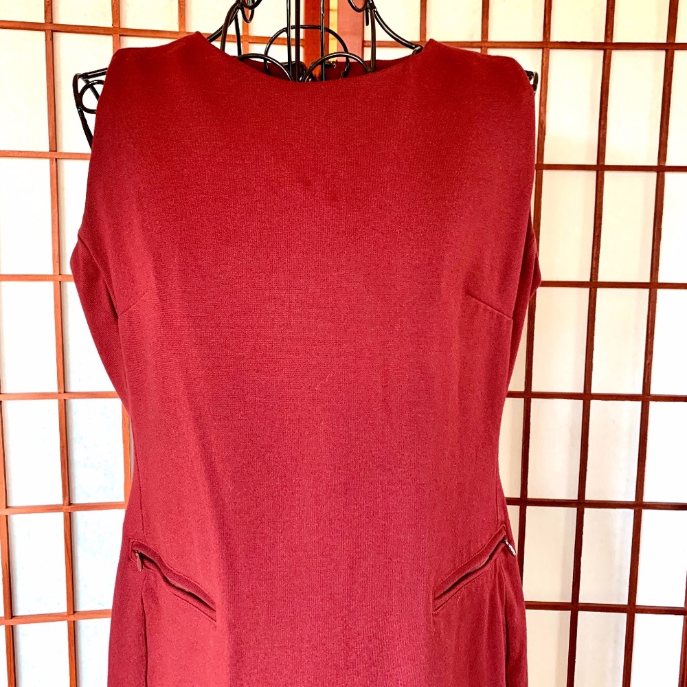 Talbot Burgundy Sleeveless Petite Sheath Midi